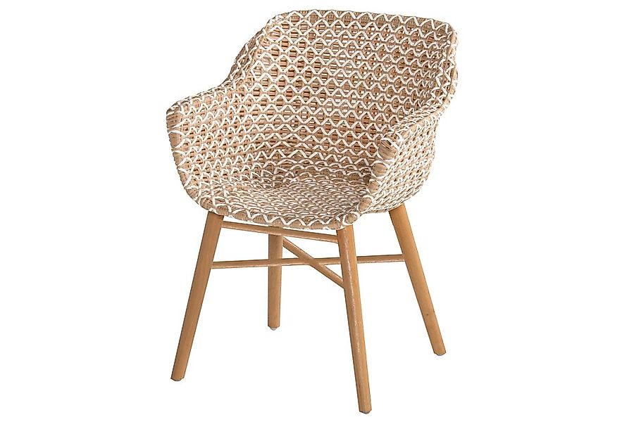 Delphine ergonomischer Diningstuhl Beige, Teakgestell günstig online kaufen