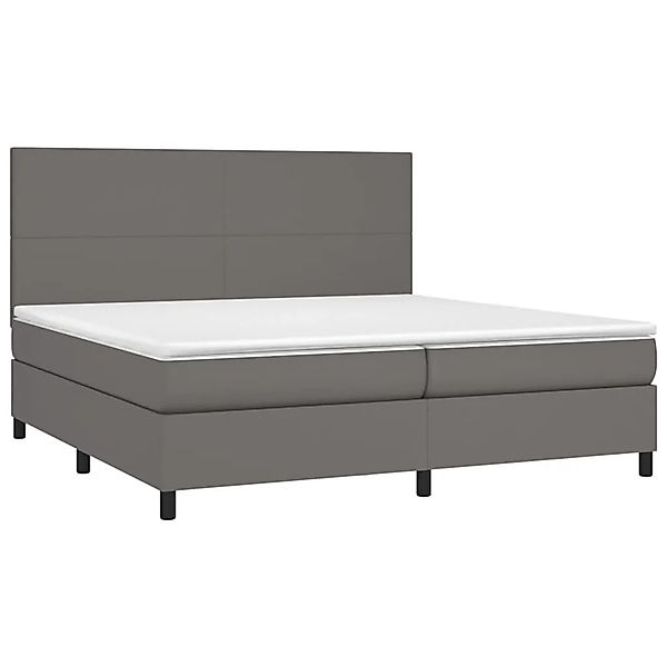 vidaXL Boxspringbett mit Matratze Grau 200x200 cm Kunstleder 3142747 günstig online kaufen
