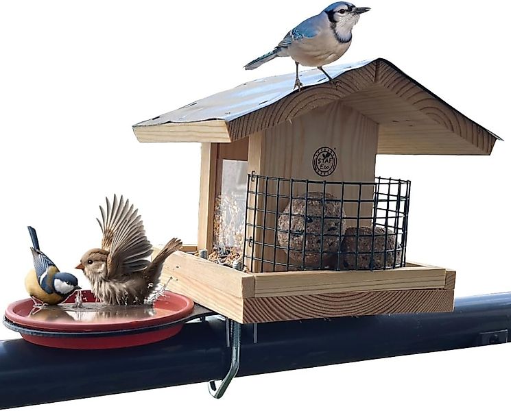 Stafeco Vogelhaus Vogelfutterhaus für Balkon und Garten Futterhaus Handarbe günstig online kaufen