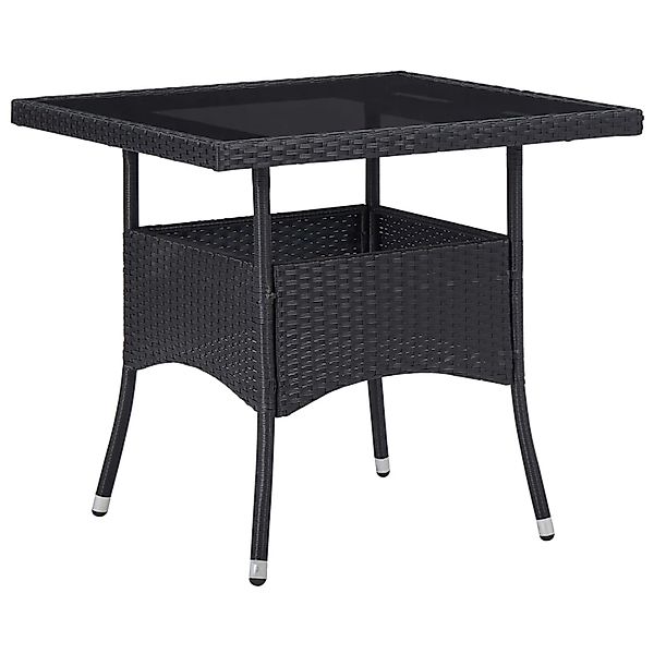 vidaXL Garten-Esstisch Schwarz Poly Rattan und Glas 46177 günstig online kaufen