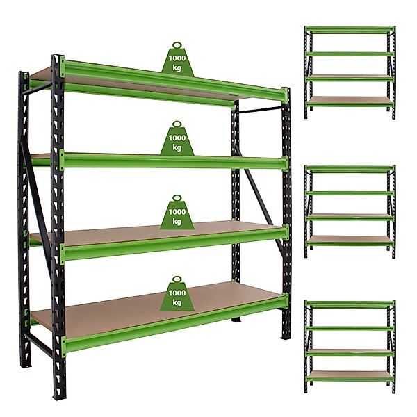 TRUTZHOLM 4x Industrieregal Milo 200x190x60cm Steckbar Erweiterbar 4 Ebenen günstig online kaufen