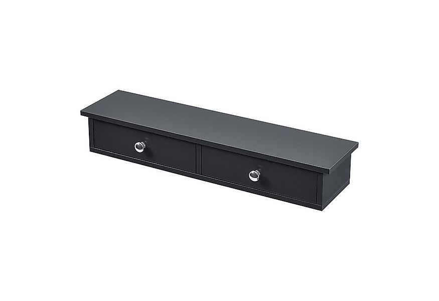en.casa Wandregal, »Geeste« mit 2 Schubladen 60 x 15 x 10 cm Dunkelgrau günstig online kaufen