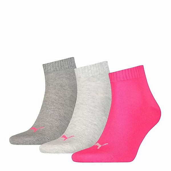 PUMA Unisex Socken, 3er Pack - Quarter, Sneaker Grau/Pink 39-42 günstig online kaufen