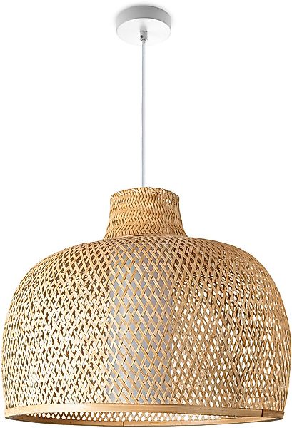 Paco Home Pendelleuchte »TOPU«, Leuchtmittel E27   ohne Leuchtmittel, Bambu günstig online kaufen
