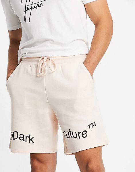 ASOS – Dark Future – Jersey-Shorts mit Logoprint in Muschelrosa, Kombiteil günstig online kaufen