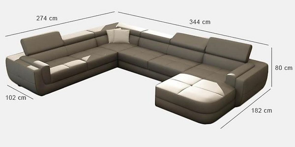 JVmoebel Ecksofa Polster Ledersofa Sofa + USB Wohnlandschaft U Form XXL Big günstig online kaufen