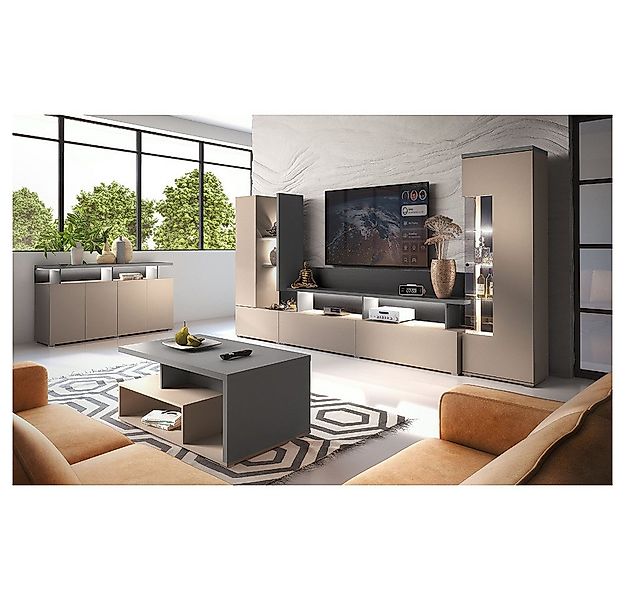 Lomadox Wohnzimmer-Set SELCE-83, (Mega-Spar-Set, 4-St., Vitrine Wohnwand Co günstig online kaufen