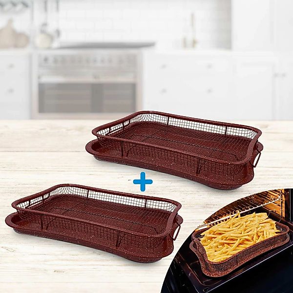 LIVINGTON Backblech "Super Crisper, 2-tlg., Doppelset" Edelstahl  Silikon 2 günstig online kaufen