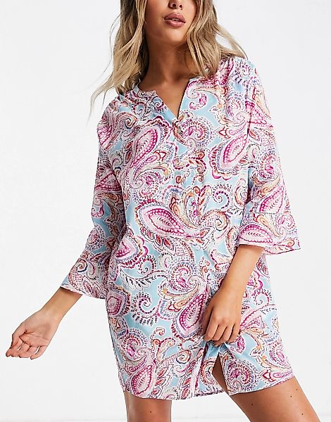 Lauren by Ralph Lauren – Nachthemd in Rosa bedruckt günstig online kaufen