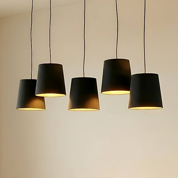 Lucande Thamila Hängeleuchte, schwarz, Eiche günstig online kaufen