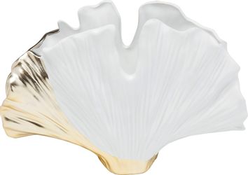 KARE Vase Ginkgo Elegance, Höhe 18 cm, Steinzeug, weiß, gold günstig online kaufen