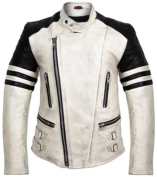 MDM Motorradjacke Herren Retro Lederjacke Motorrad Jacke in Schwarz mit Pro günstig online kaufen