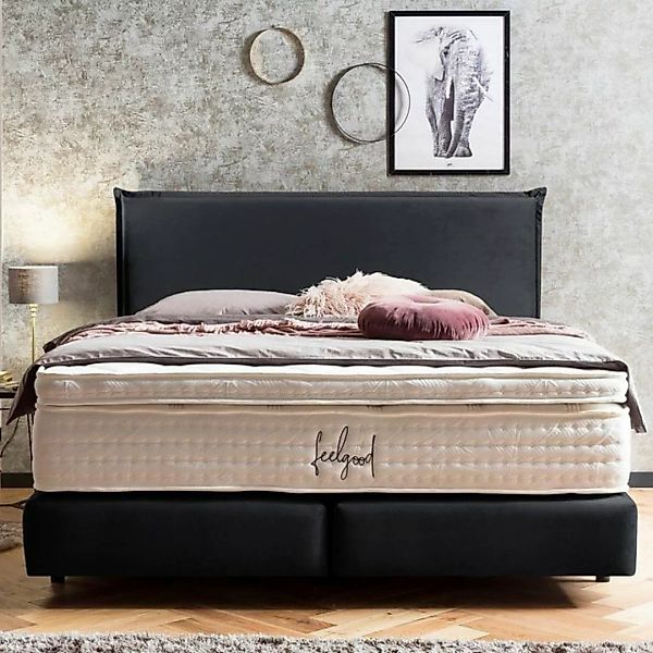 BettCo Boxspringbett London (in Schwarz Samt, 140 x 200 cm), Kopfteil mit B günstig online kaufen