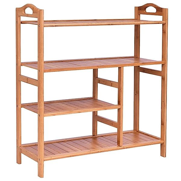 Costway Schuhregal Bambus mit 4 Ebenen & Griff 68 x 26 x 75 cm günstig online kaufen