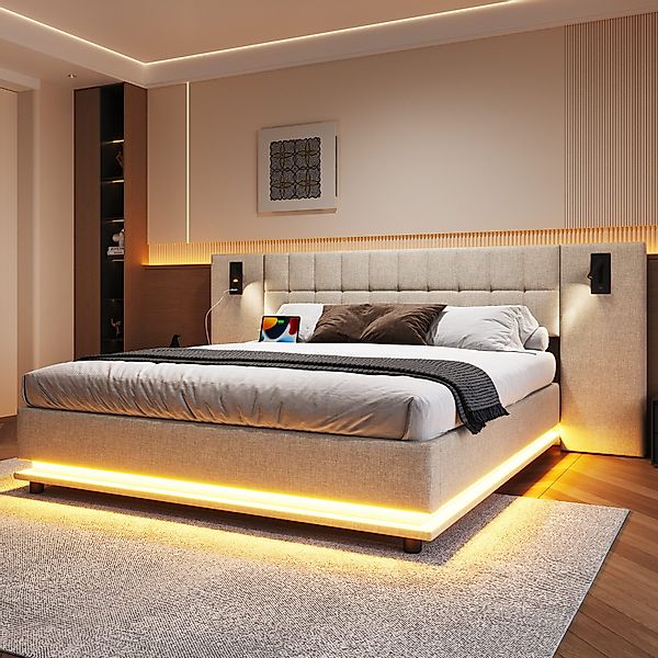 REDOM Polsterbett mit LED-Leiste & USB, günstig online kaufen