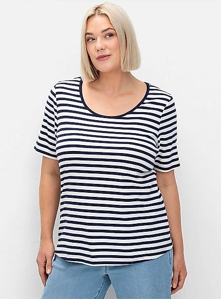 Sheego T-Shirt T-Shirt Kurzarm mit garngefärbtem Ringel, aus Rippware günstig online kaufen