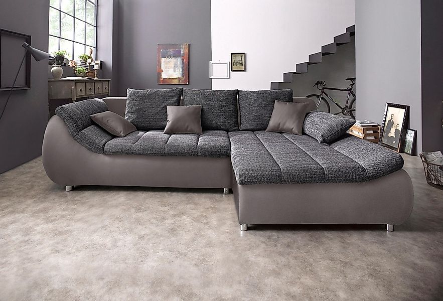 INOSIGN Ecksofa "Imola elegant und bequem, aktuelle Steppung im Sitz, L-For günstig online kaufen
