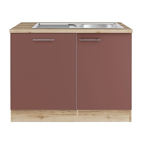 OPTIFIT Bari407 Küchen-Spülenschrank-Set Rostrot günstig online kaufen