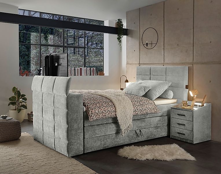 ED EXCITING DESIGN Boxspringbett »Denver«, mir motorisierter TV-Halterung b günstig online kaufen