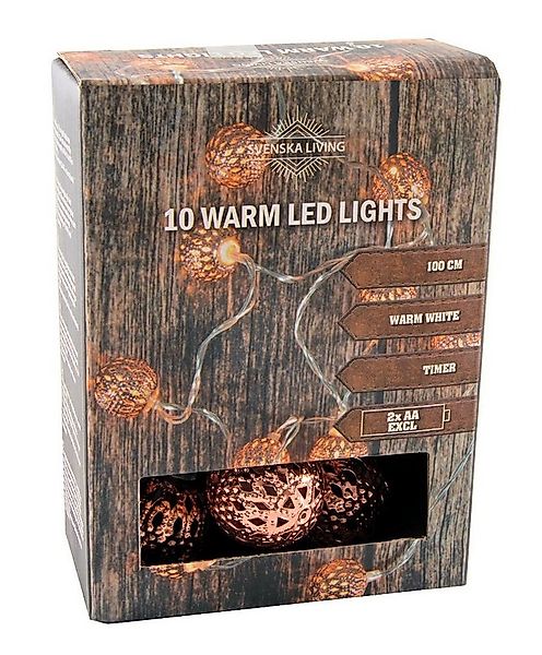 Spetebo Lichterkette Deko Lichterkette - 100 cm -, 10-flammig, Kupfer Kugel günstig online kaufen