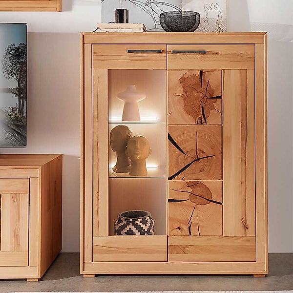 Wohnzimmer Highboard massiv aus Kernbuche und Hirnholz 135 cm hoch günstig online kaufen