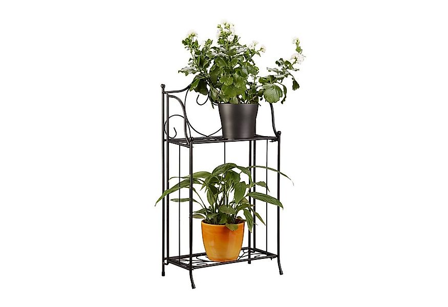 relaxdays Blumenständer Blumenregal Metall 2 Ablagen günstig online kaufen