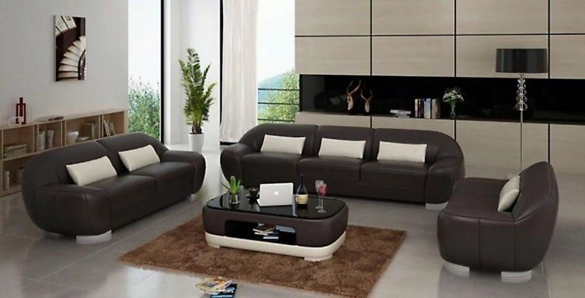 JVmoebel Sofa Sofagarnitur 3+2+1 Couch Polster Sitz Leder Garnitur Designer günstig online kaufen