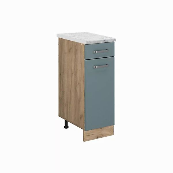 Vicco Unterschrank R-Line, Blau-Grau/Goldkraft Eiche, 30 cm AP Marmor günstig online kaufen