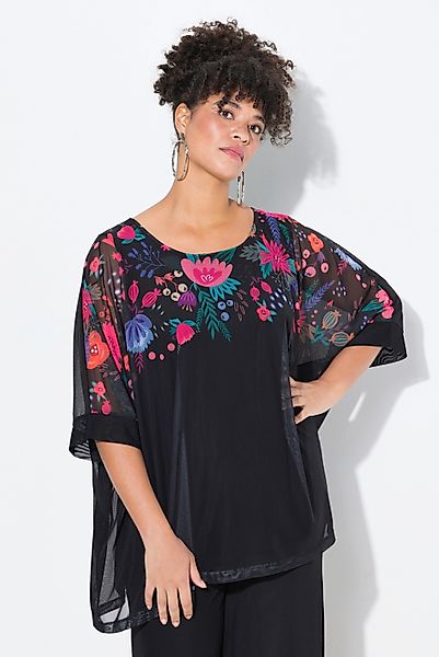MIAMODA Druckbluse Bluse oversized Blüten-Bordüre blickdichtes günstig online kaufen