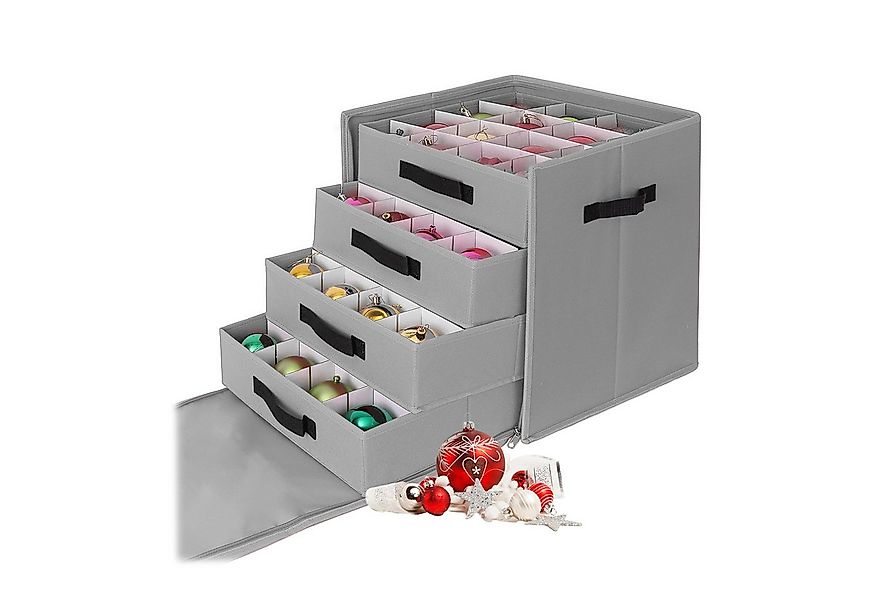 relaxdays Aufbewahrungsbox Weihnachtskugel Aufbewahrungsbox, grau günstig online kaufen