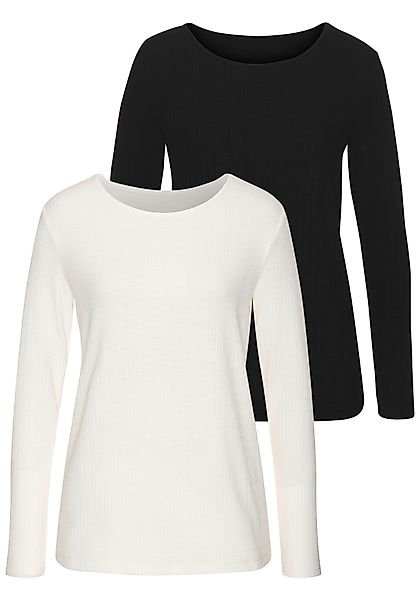 Vivance Langarmshirt mit modischer Rippstruktur (2er-Pack) günstig online kaufen