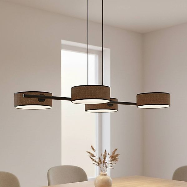 Hängeleuchte Drumz 4, braun, Stoff/Stahl, Länge 80 cm, E14 günstig online kaufen