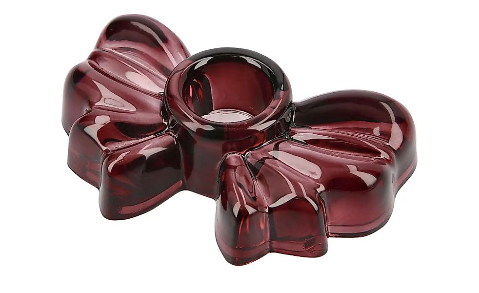 Kerzenhalter Schleife   ¦ rot ¦ Glas ¦ Maße (cm): B: 9,5 H: 2,5 T: 6.5 Weih günstig online kaufen