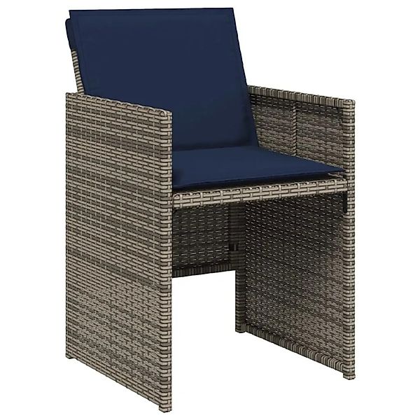 vidaXL Gartenstühle mit Kissen 4 Stk Grau Poly Rattan 4007442 günstig online kaufen