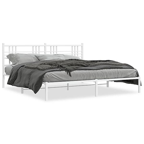 vidaXL Bettgestell mit Kopfteil Metall Weiß 200x200 cm 376380 günstig online kaufen