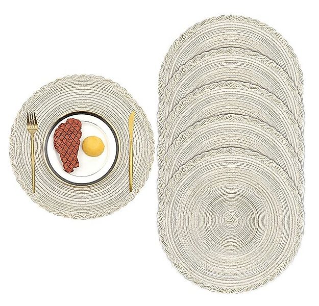NUODWELL Platzset 6er Set Runde Platzsets Baumwolle,Hitzebeständig Geflocht günstig online kaufen