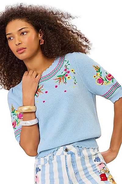 Love & Roses Strickpullover Love & Roses Kurzarmoberteil mit Stickerei (1-t günstig online kaufen