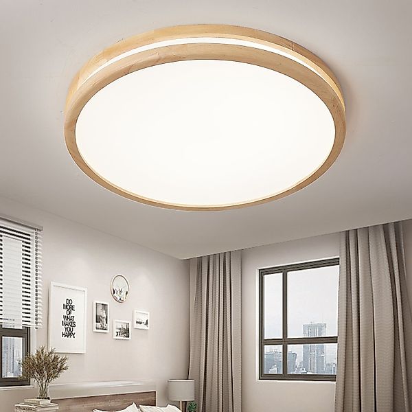 Natsen Deckenleuchte LED Deckenlampe Holz Zimmerlampe Wohnzimmerlampe, 96W, günstig online kaufen
