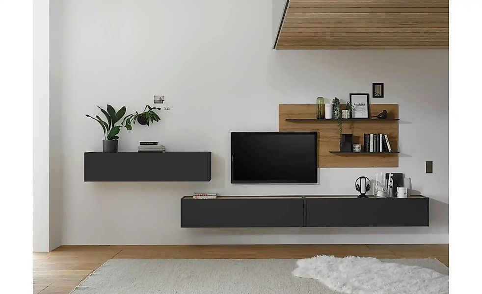 Wohnwand  Cande ¦ grau ¦ Maße (cm): B: 400 H: 180 T: 30.0 Kommoden & Sidebo günstig online kaufen