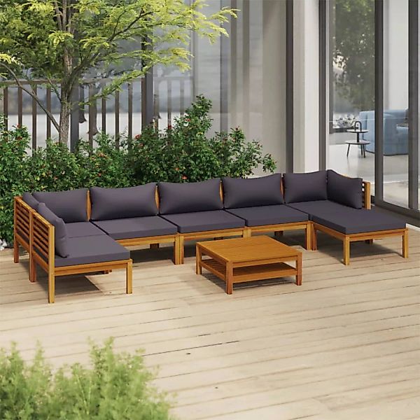 8-tlg. Garten-lounge-set Mit Auflage Massivholz Akazie günstig online kaufen