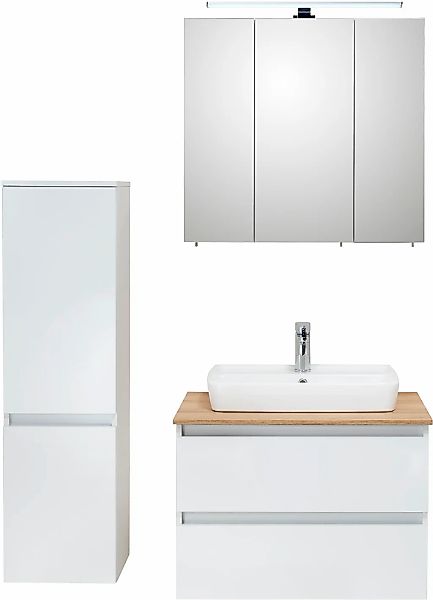 Saphir Badmöbel-Set "Quickset 360 3-teilig, Keramik-Aufsatzbecken mit LED-S günstig online kaufen