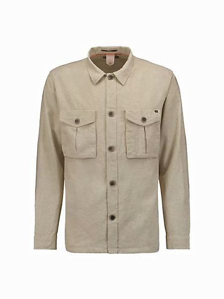 NO EXCESS Rundhalspullover Overshirt Button Closure With Linen Melange günstig online kaufen