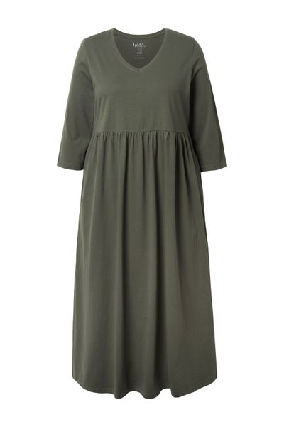 Ulla Popken Maxikleid Jerseykleid Empirenaht V-Ausschnitt günstig online kaufen