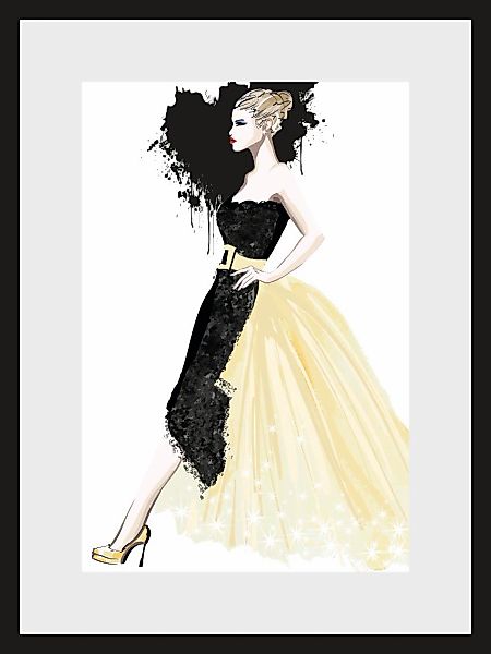 Leonique Bild mit Rahmen "Skizze Frau mit Kleid", Fashion-Magazincover-Mode günstig online kaufen