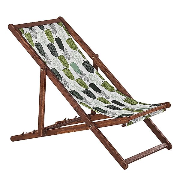 Beliani Gartenliege Grün Dunkler Holzfarbton Weiss 97x54x70 günstig online kaufen