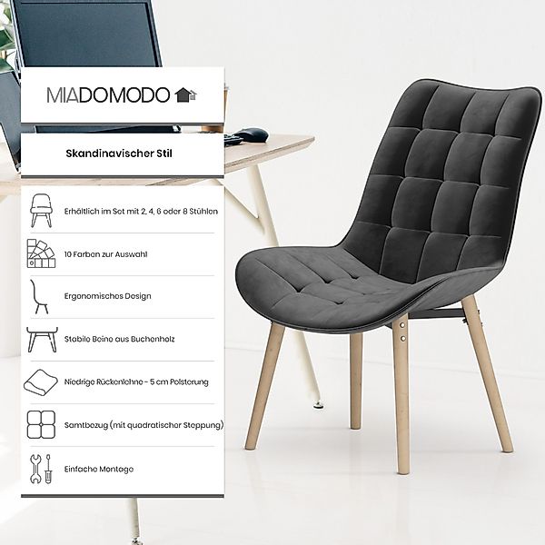MIADOMODO Esszimmerstuhl Esszimmerstühle Wohnzimmerstühle Küchenstuhl Samt günstig online kaufen