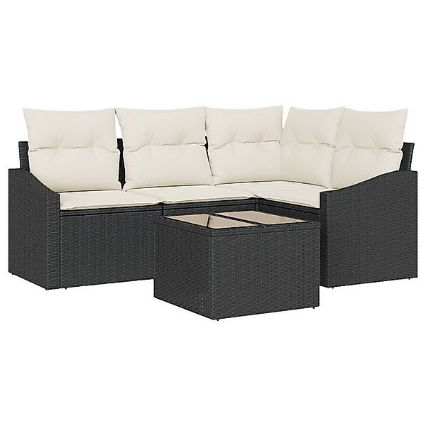 vidaXL Loungesofa 4-teilige Garten-Essgruppe mit Kissen Braun Poly Rattan, günstig online kaufen