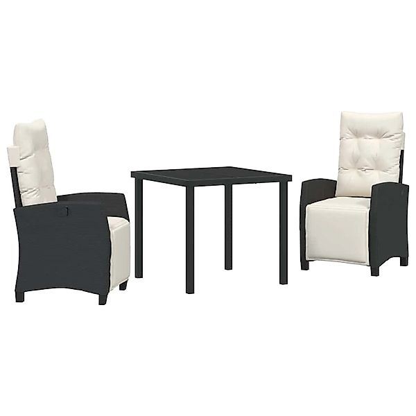 vidaXL Garten Essgruppe 3-Tlg Schwarz Poly Rattan 3380414 günstig online kaufen