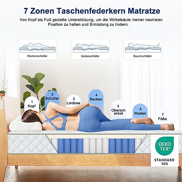Taschenfederkernmatratze Matratze, 7 Zone Federkernmatratze Matratzen günstig online kaufen