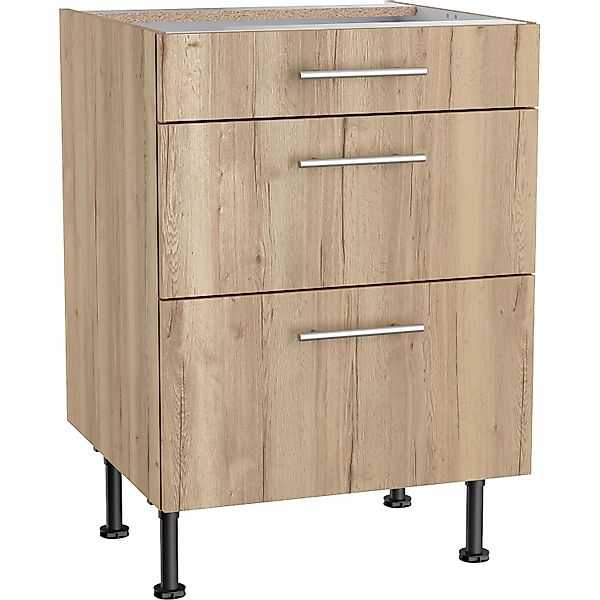 Optifit Küchen-Unterschrank mit 3 Auszügen Erik290 60x87x58,4cm WildEiche günstig online kaufen